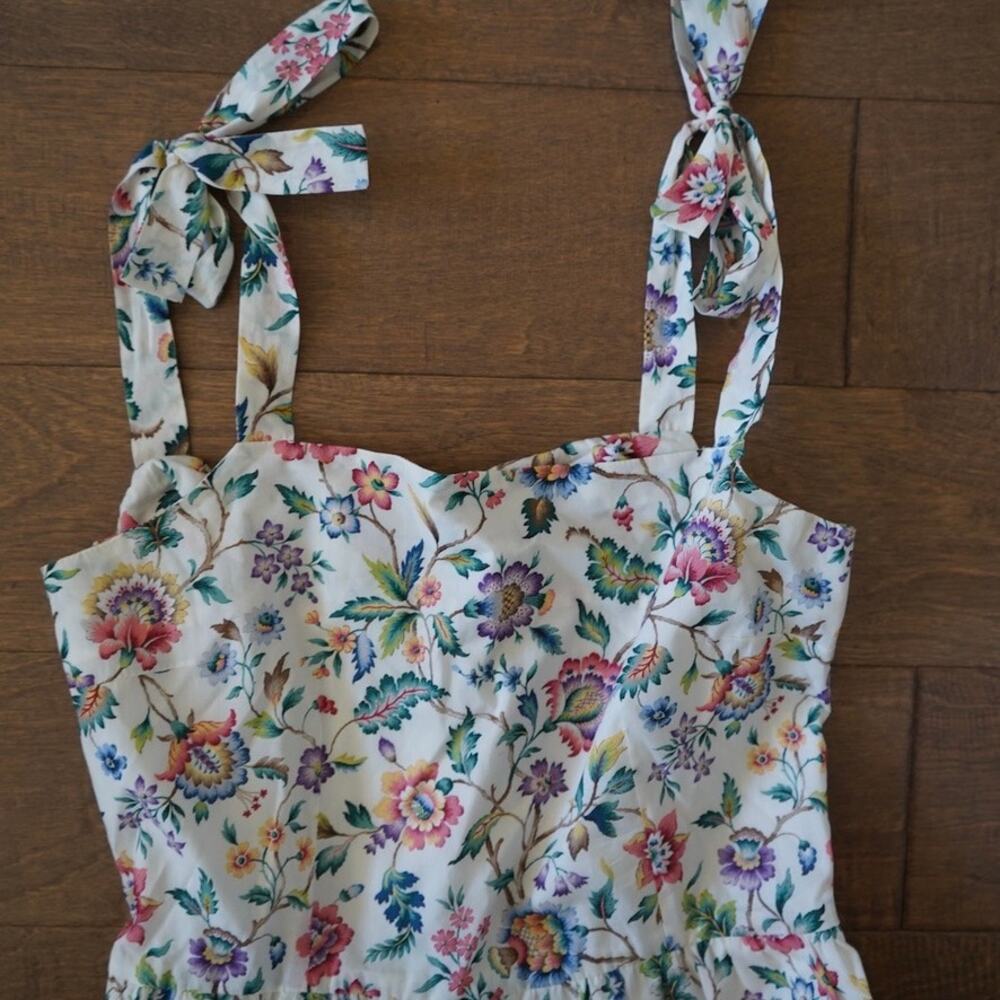 Rosie Cotswold Duchess Smocked Floral Maxi Dress Preppy Classy Size Small View 3